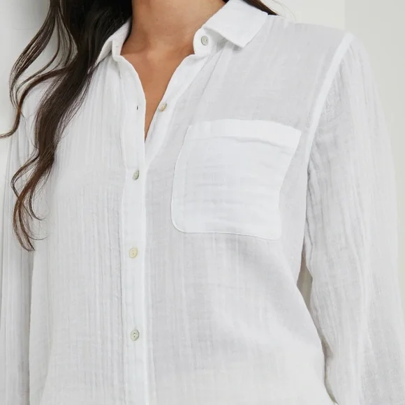 Rails Ellis Button Up Shirt, White, S - Picture 2 of 13